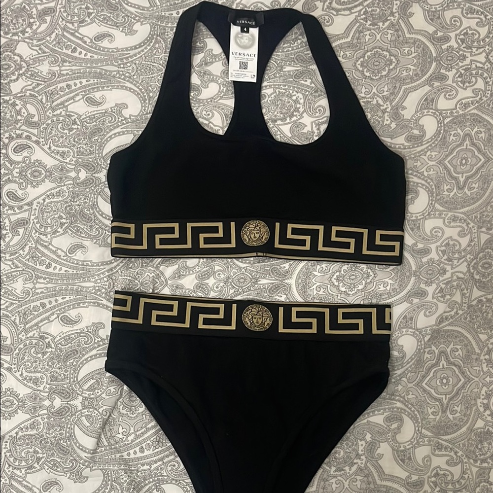 Versace Black and Gold Women's Swimwear Set